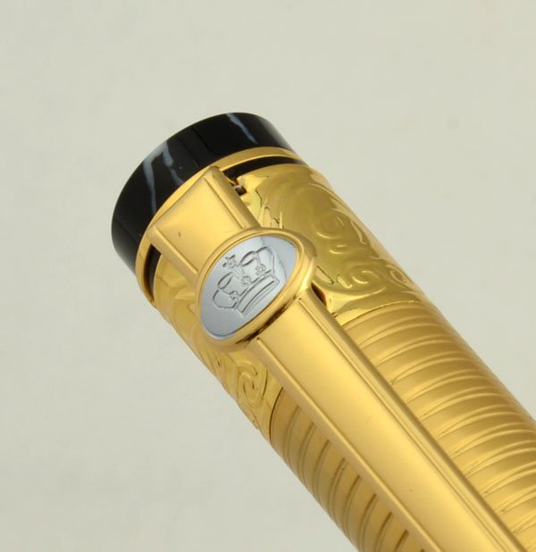 Duke Gold Medal Fountain Pen - Matte Gold Cap, Blue Marble Italian